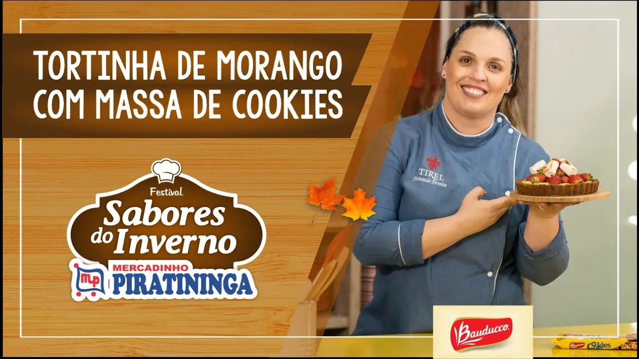 RECEITA TORTINHA DE MORANGO COM MASSA DE COOKIES BAUDUCCO