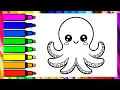 Cute Octopus Coloring Page for Kids Easy Ocean Animal Coloring Fun