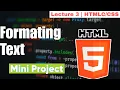 HTML Lecture 3 Formatting Tags Bold Italic Underline Mark Subscript Superscript
