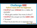 Python challenge 2 Python made EASY for beginners - output text on separate lines