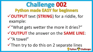 Python challenge 2 Python made EASY for beginners - output text on separate lines