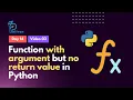 14 3 - Function with argument but no return value in Python Python Bangla Tutorial