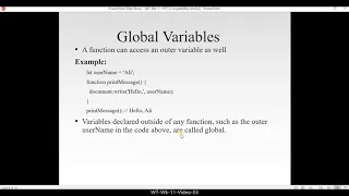 WT Wk 11 03 Local and Global Variables in JS