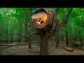 Building a Warm and Cozy NEST | Bushcraft tree house, Survival shelter, Forest cabin