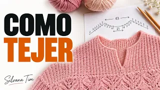 Cómo tejer el ESCOTE y los HOMBROS de un SUÉTER | Vueltas cortas paso a paso