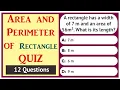 Area and Perimeter of Rectangle - Quiz Mathematics Quiz 12 Questions Maths Quiz
