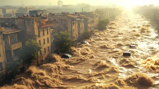God's Flood! Streets turned into rivers. Severe flooding in Elenite, Bulgaria.