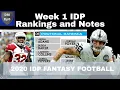 Week 1 IDP Rankings and Notes