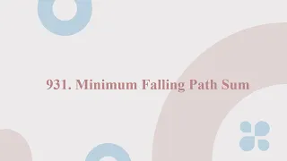 931 Minimum Falling Path Sum