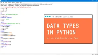 Data Types in Python - Int Str bool list dict etc