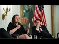 Press Secretaries Sarah Huckabee Sanders and Robert Gibbs at the Nixon Library
