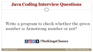 Check Whether The Number Is Armstrong Or Not Java Interview Coding Questions Kings Classes