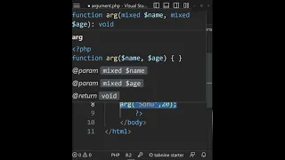 Function Argument and Parameter PHP