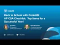 CodeHS Webinar AP CSA Course Checklist