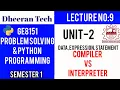 GE8151 PROBLEM SOLVING AND PYTHON PROGRAMMING PSPP Manojkumar Lectures Compiler and Interpreter