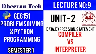 GE8151 PROBLEM SOLVING AND PYTHON PROGRAMMING PSPP Manojkumar Lectures Compiler and Interpreter