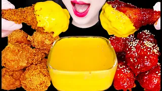 ASMR CHEESY CRUNCHY FRIED CHICKEN 비비큐 황금올리브 양념치킨 치즈소스 먹방 MUKBANG, EATING