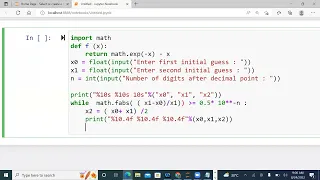 Bisection method programmed in python