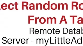 Sql Server mylittleadmin Select Statement Get Table Rows Random