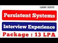 Persistent Systems Interview Experience Interview Questions