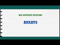 Arrays MCQ Questions