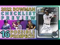 2022 Bowman Checklist Top 16 Prospects Without a Bowman Chrome Baseball Card Topps 2022
