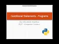 Python Conditional Statements Programs Part 1
