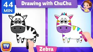How to Draw Savanna Animals for Kids | Zebra, Hippo, Rhino Step by Step | 44 Min | ChuChu TV