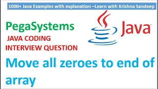 Java Program to move all zeroes to end of array Learn with Krishna Sandeep
