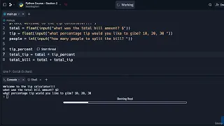13 Restaurant Bill Calculator Project 3 Beginner Python Data Types Python Course