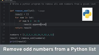Remove odd numbers from a list