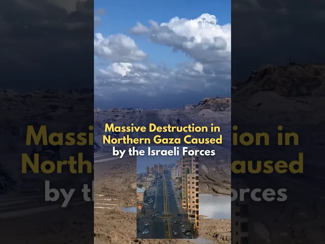 ⁣Massive destruction caused by the Israeli occupation forces on Al-Bahr Street in northern Gaza.