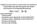 Calculus - Application of Differentiation 9 of 60 Values Ex 8 f x xe -x 0 2
