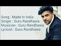 Made In India | Lyrical Song | Guru Randhawa| T Series | Art Abhi