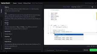 HackerRank Python 30 Days of Code - Day 10 Binary Numbers