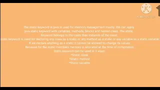 Non access modifiers static final and abstract
