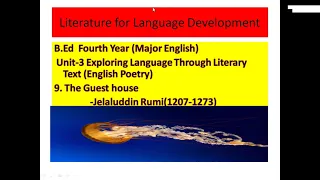  b ed fourth year the guest house jelaluddin rumi english poetry literature for language development