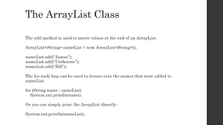 The ArrayList Class