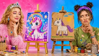 🎨✨ BUDGET VS LUXURY! การแข่งขันวาดภาพด้วยอุปกรณ์ศิลปะสุดสร้างสรรค์ | 123 GO!