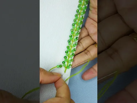 Beautiful beaded border hand embroidery #embroidery #loopstitch #sewing #beginnersstitch #crochet