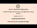 Programming Data Structure and Algorithms Using Python Looping Statements AKTU Digital Education