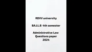RDVV University BA LL B 4th Semester Administrative Law Questions Paper 2024 