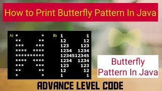 Butterfly Pattern In Java - Advance level How to print Butterfly Pattern Pattern Programs in Java
