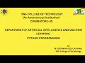 PYTHON PROGRAMMING APPLIED MACHINE LEARNING SNS INSTITUTIONS