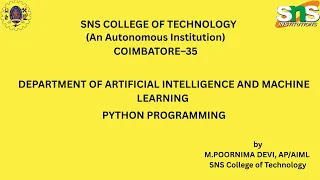 PYTHON PROGRAMMING APPLIED MACHINE LEARNING SNS INSTITUTIONS