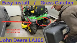 How to Install a Material Grass Catcher Bagger on John Deere 100 Series LA165 D E S Lawn Tractor