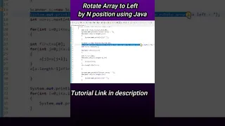 Rotate Array to Left by N position using Java