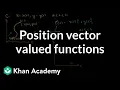 Position vector valued functions Multivariable Calculus Khan Academy