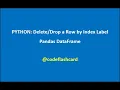 PYTHON a Row by Index Label Pandas DataFrame