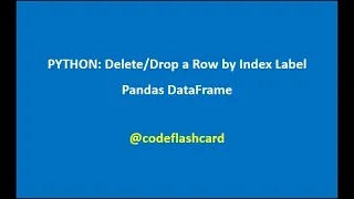 PYTHON a Row by Index Label Pandas DataFrame